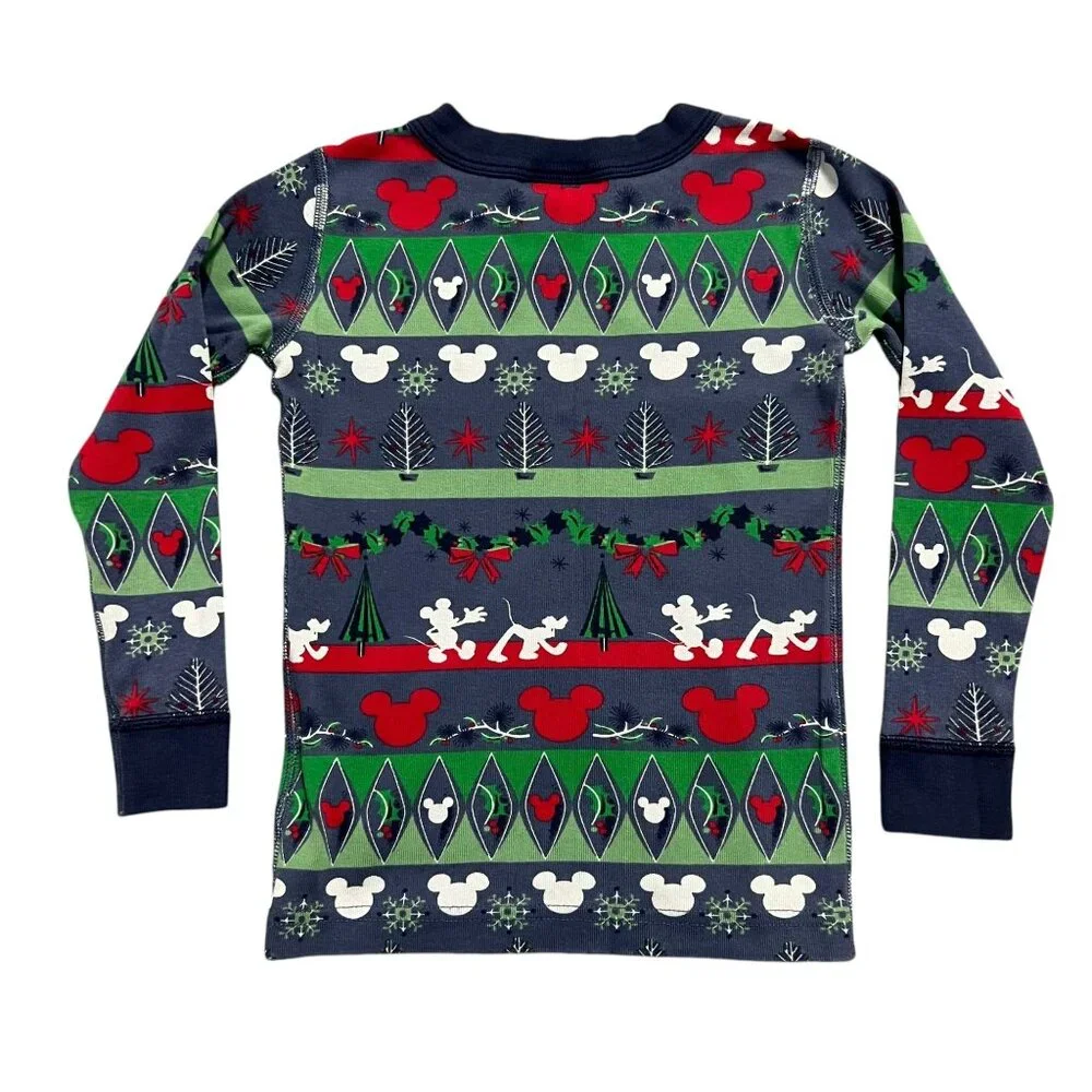 Hanna Andersson + Disney Sz 100 (4Y) Mickey Mouse Fair Isle Christmas Pajamas
